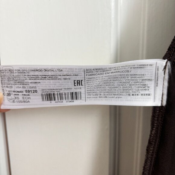 Jen Ceballos x Mango Dress Brown Velvet Black Lace Trim Maxi Long Wedding Guest - Picture 15 of 16